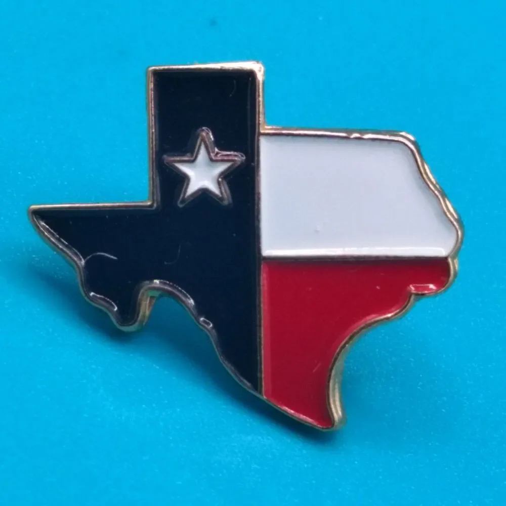 Texas Flag State Map Lapel Pin Souvenir Enamel Gold Tone Hat Pin Collectible